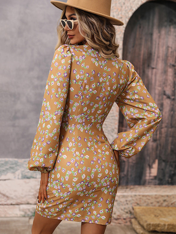Bohemia A-Line Buckle V-Neck Dress