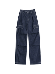 Dark Wash Baggy Cargo Jeans