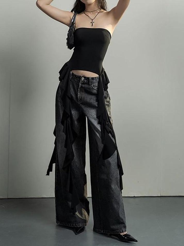 Plain Ruffled Off Shoulder Tube Top