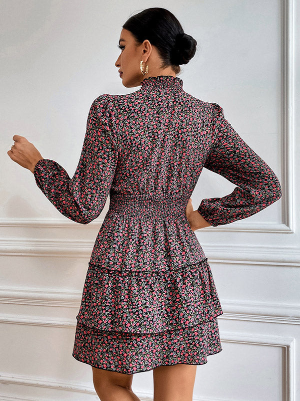 Bohemia A-Line Floral High-Neck Dress