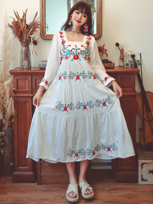 Flare Sleeves Midi Dress