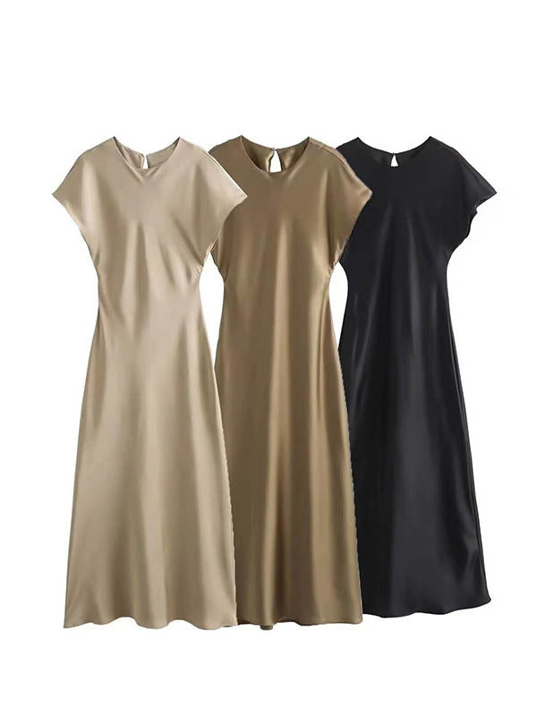 Solid Color A-Line Loose V-Neck Maxi Dresses