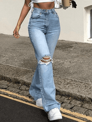 Distressed High Waist Ripped Jeans