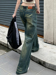 Distressed Washed Low Waist Lengthen Boyfriend Jeans