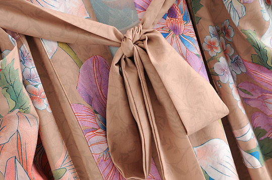 Blush Boho Floral Print Kimono Robe with Tie Waist