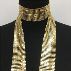 Metal Mesh Thin Neck Tie Scarf