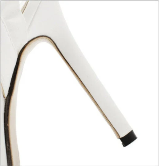 White Open Toe Ankle Ruffle Strap Sandals