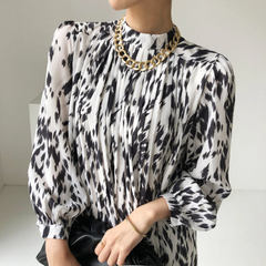 Oversized Pleated Midi Printed Dress