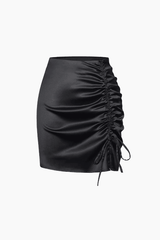 Drawstring Ruched Mini Skirt