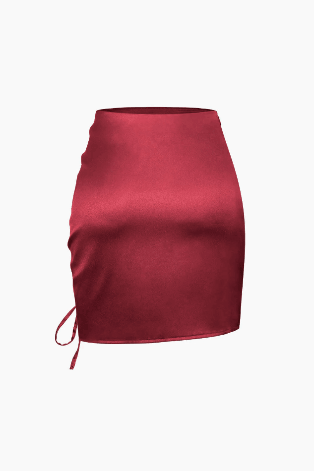 Drawstring Ruched Mini Skirt