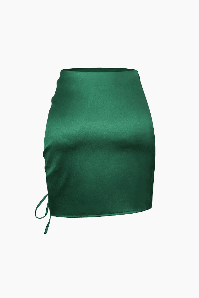 Drawstring Ruched Mini Skirt