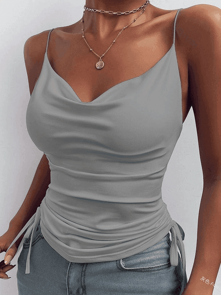 Drawstring Tie Crop Cami Top