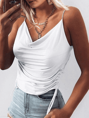 Drawstring Tie Crop Cami Top