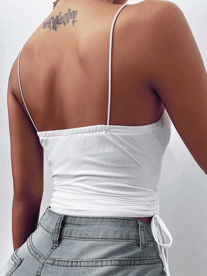 Drawstring Tie Crop Cami Top