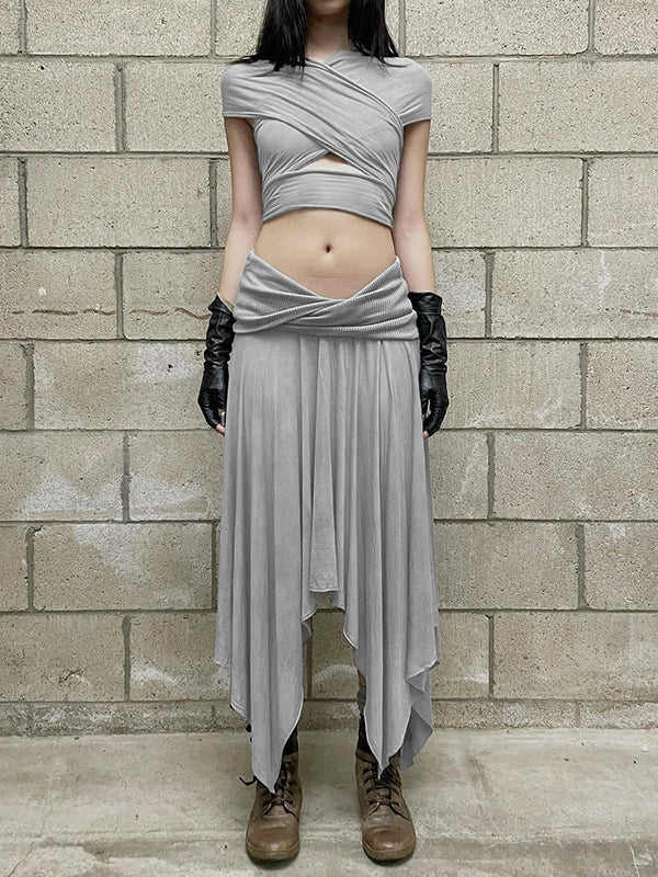 Irregular Cross Pleated Two-Way Tube Dress