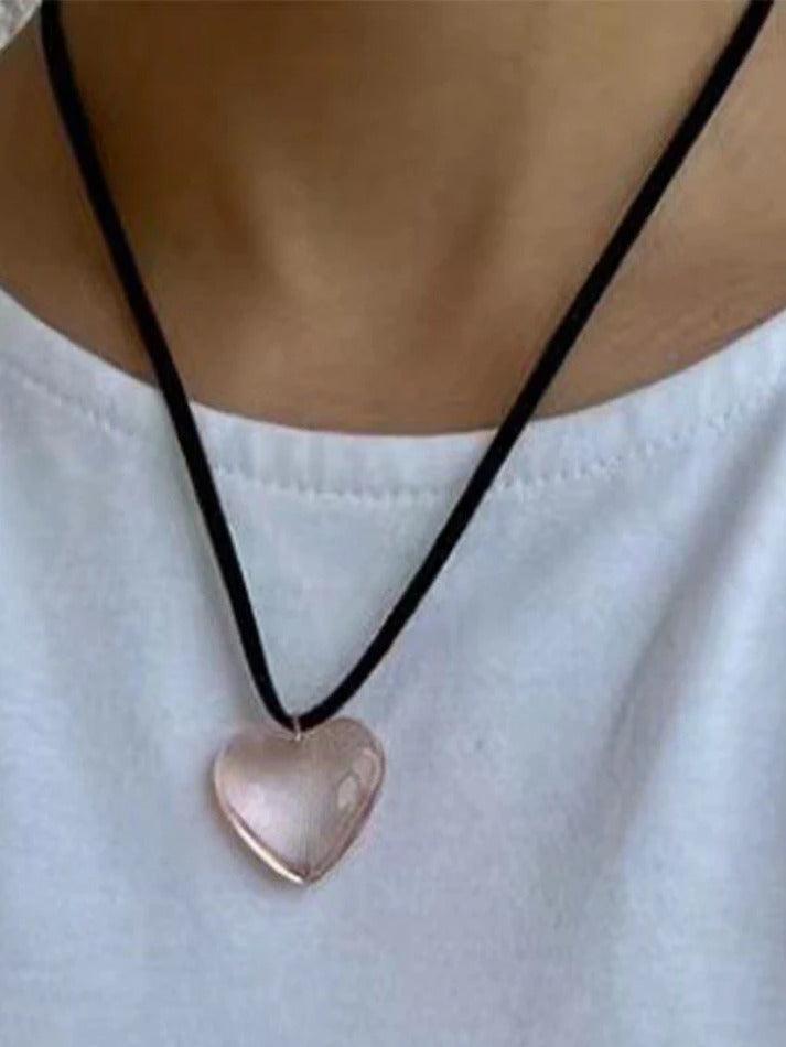 Stone Heart Charm Necklace