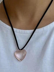 Stone Heart Charm Necklace