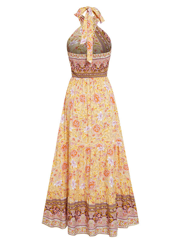 Bohemia Sleeveless A-Line Floral Printed Maxi Dress