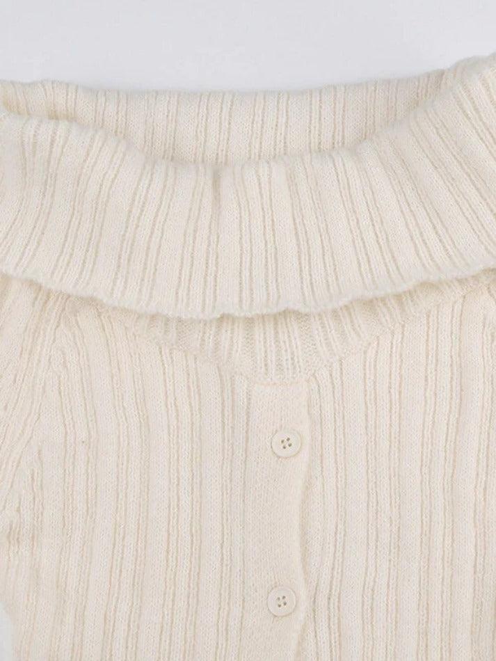 Split Buttoned Ribbed Knit Top