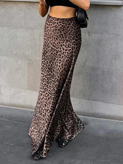 Leopard Print Mermaid Maxi Skirt