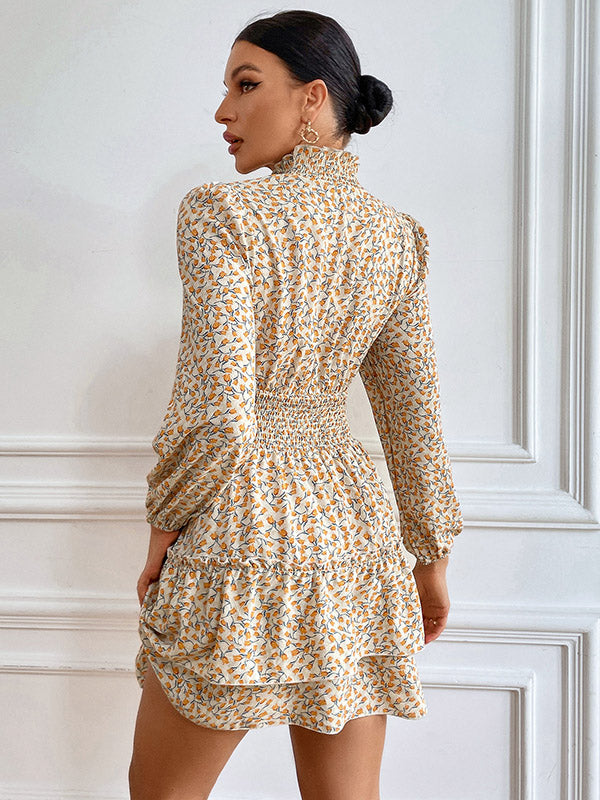 Bohemia A-Line Floral High-Neck Dress