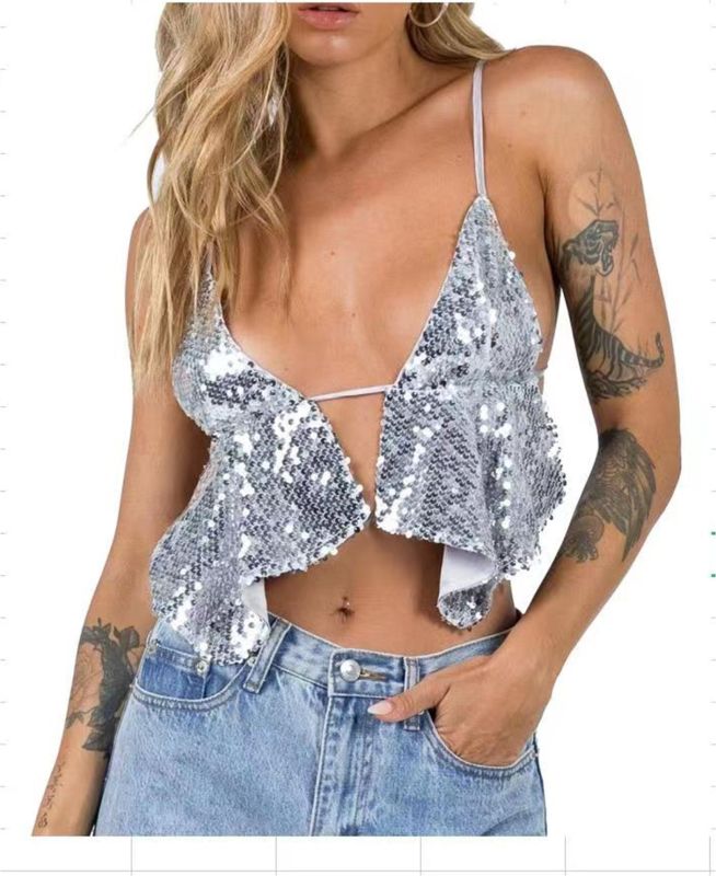 sexy design sequined backless  cami camisole
