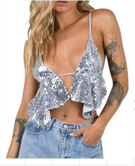 sexy design sequined backless  cami camisole