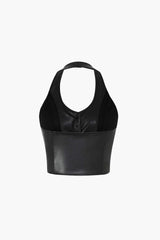 Faux Leather Halter Cami Top