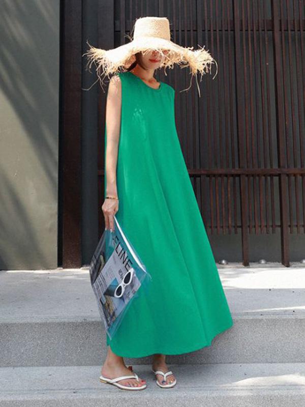 Casual Cotton Sleeveless Long Dress
