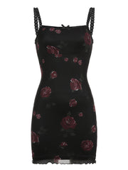 Floral Mesh Halter Sleeveless Dress