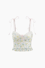 Floral Print Tie Strap Cami Top