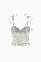 Floral Print Tie Strap Cami Top
