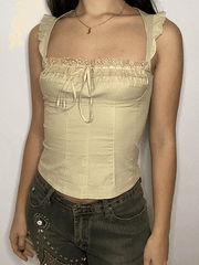 Flutter Sleeve Lace Up Corset Top
