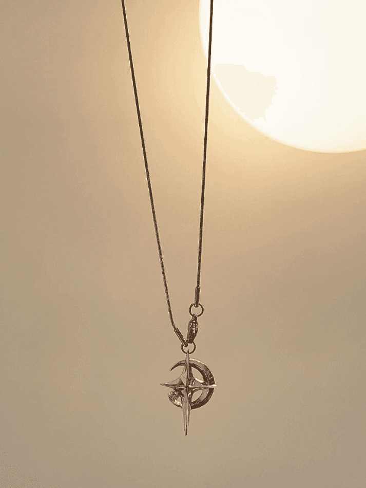 Galactic Crescent Star Charm Necklace