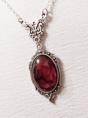 Gothic Oval Stone Pendant Necklace