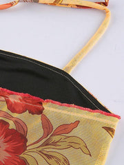 Halter Mesh Floral Crop Cami Top