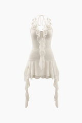 Halter Neck Ruffle Mini Dress