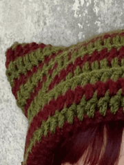 Hand Made Horn Detail Striped Knitted Hat