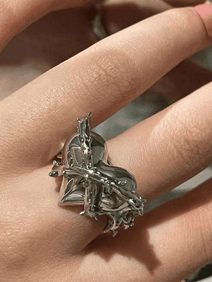 Heart Decor Cuff Ring