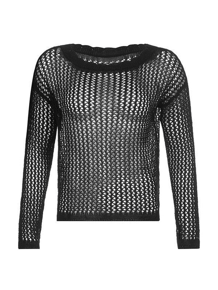 Hollow Out Crochet Long Sleeve Knit Top