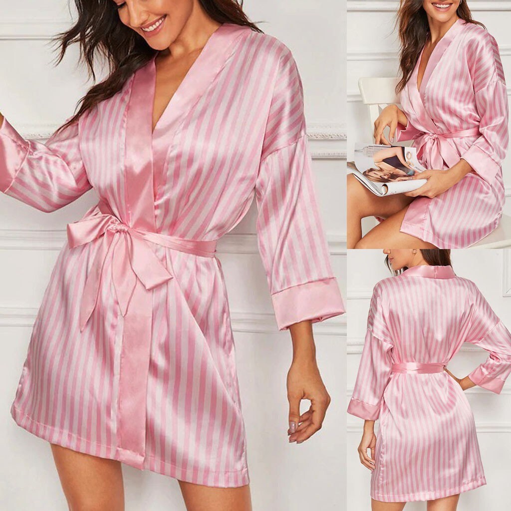 Sexy Striped Pink Robe