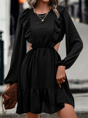 Adorable Ruffle Side Cutout black Dress