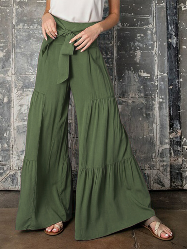 woven strap elastic waist this kind of wide-leg A-type casual trousers