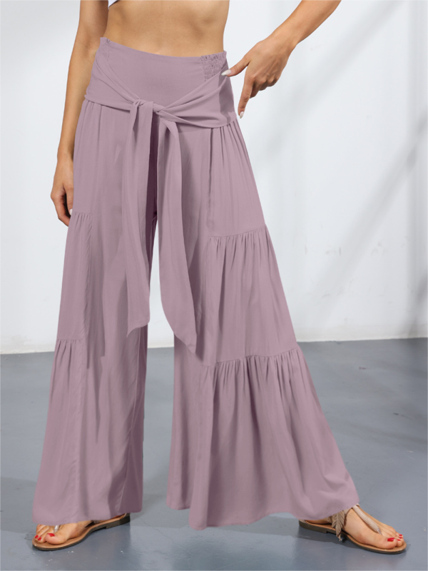 woven strap elastic waist this kind of wide-leg A-type casual trousers