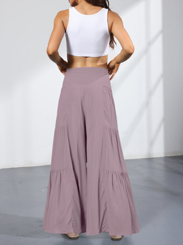 woven strap elastic waist this kind of wide-leg A-type casual trousers