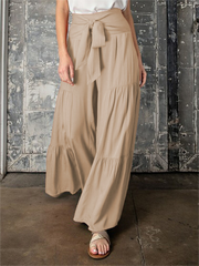 woven strap elastic waist this kind of wide-leg A-type casual trousers