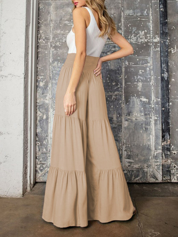 woven strap elastic waist this kind of wide-leg A-type casual trousers