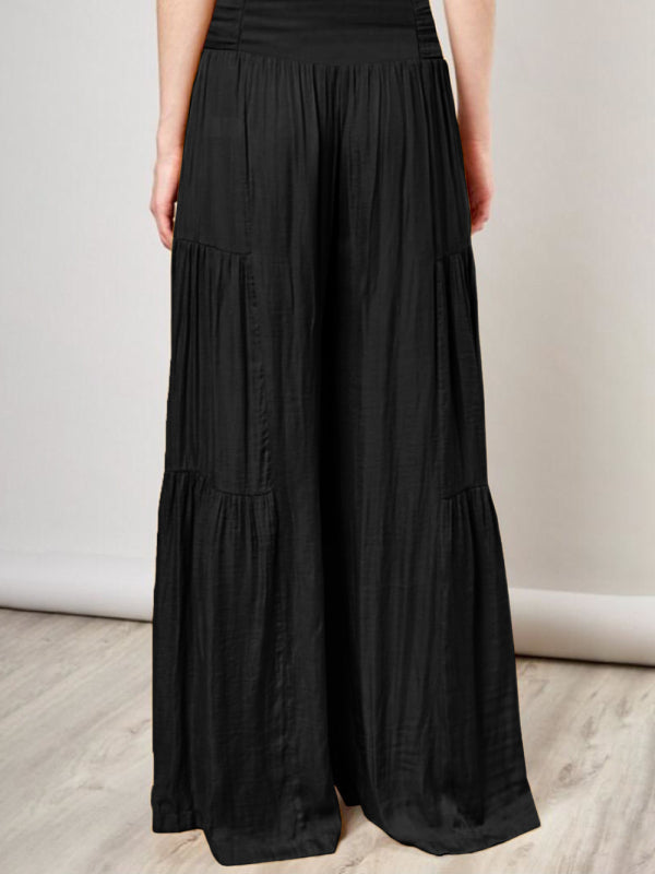 woven strap elastic waist this kind of wide-leg A-type casual trousers