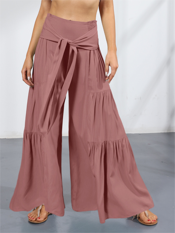 woven strap elastic waist this kind of wide-leg A-type casual trousers