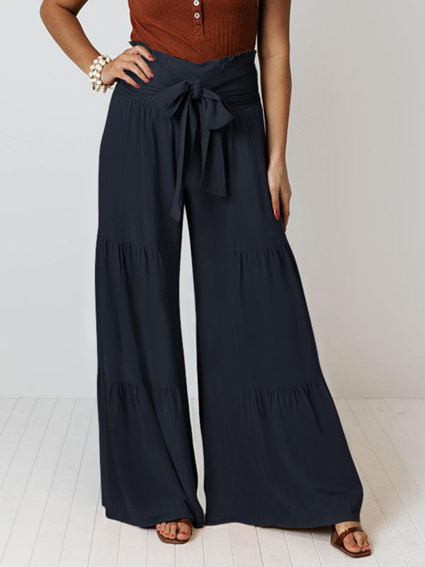 woven strap elastic waist this kind of wide-leg A-type casual trousers